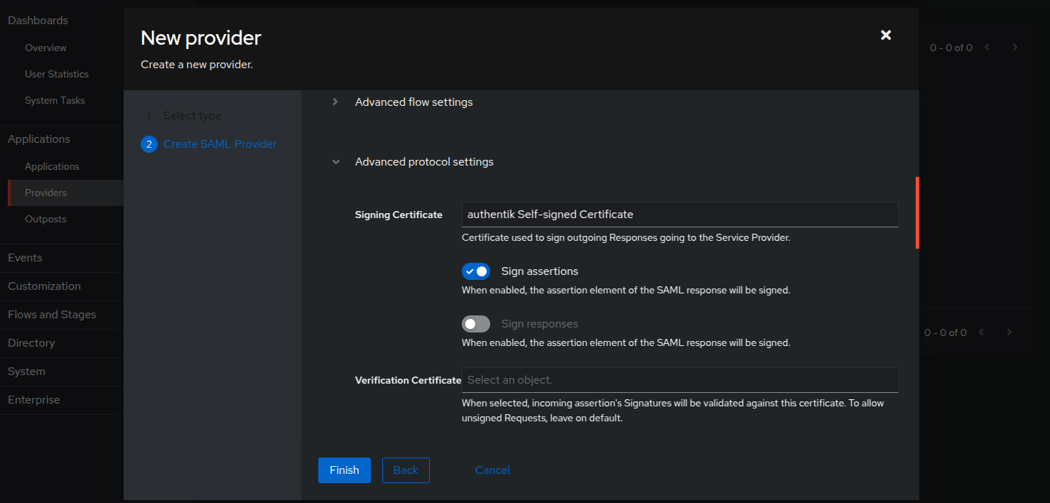 Configure SAML Provider