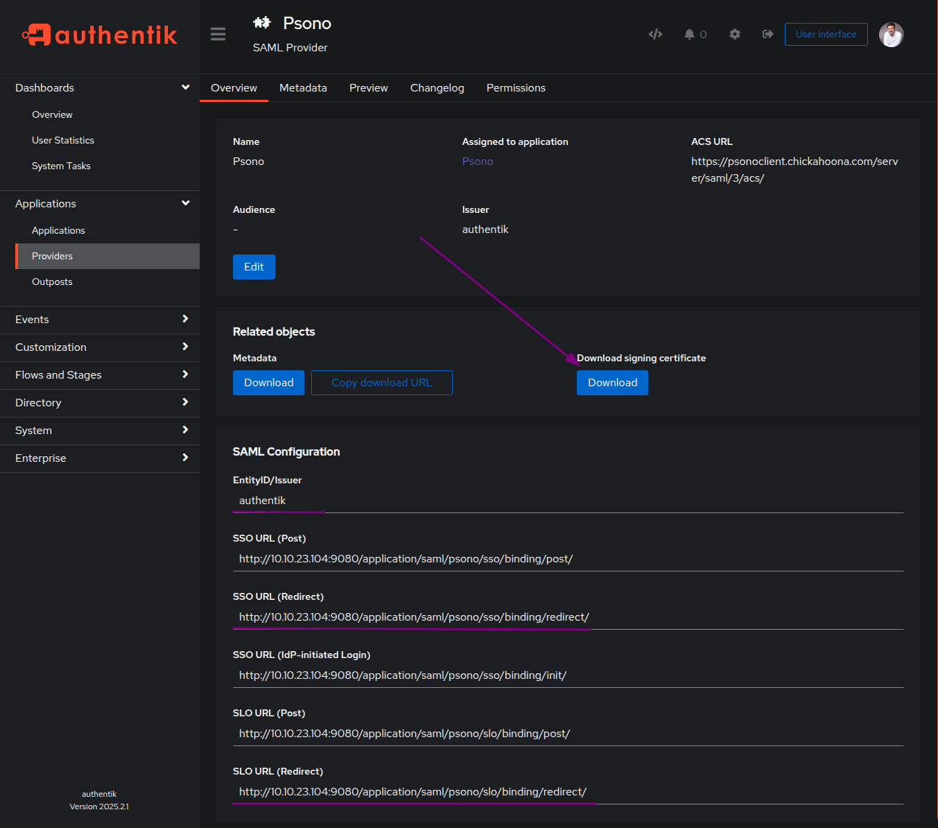 Retrieve connection details