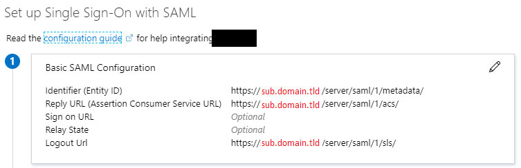 Configure SAML on the Application Step 2