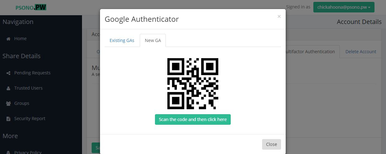 Setup Google Authenticator | Psono Documentation