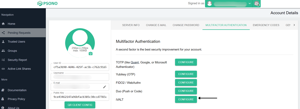 Step 4 click configure next to iVALT Authenticator