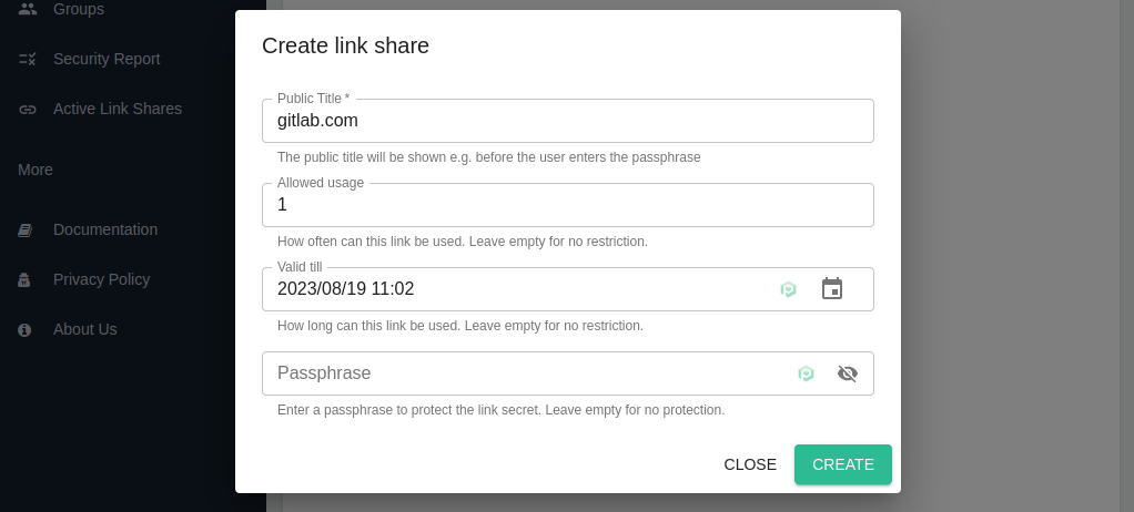 link share settings