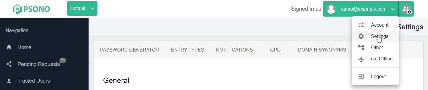 click on settings