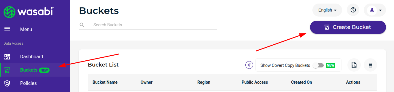 Step 2 Click Create Bucket