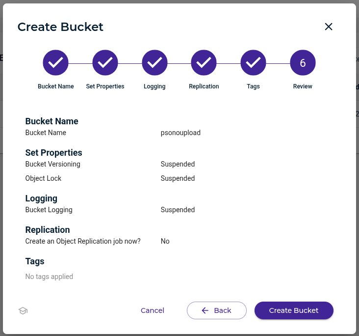 Step 4 Finally create bucket