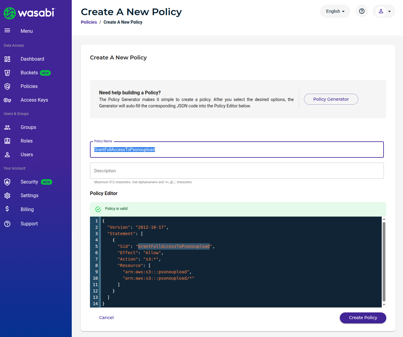 Step 2 Specify policy details