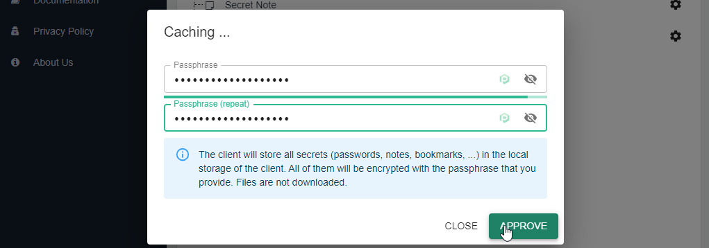 Enter a passphrase