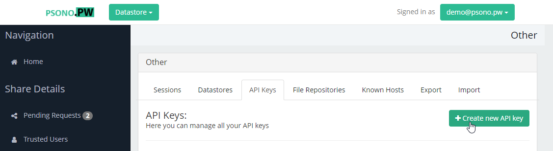 Step 2 Create new API key