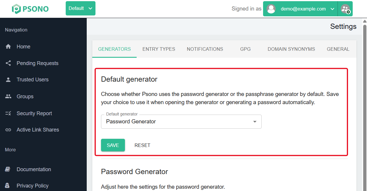 Default generator