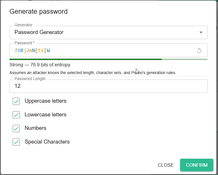 Password dialog
